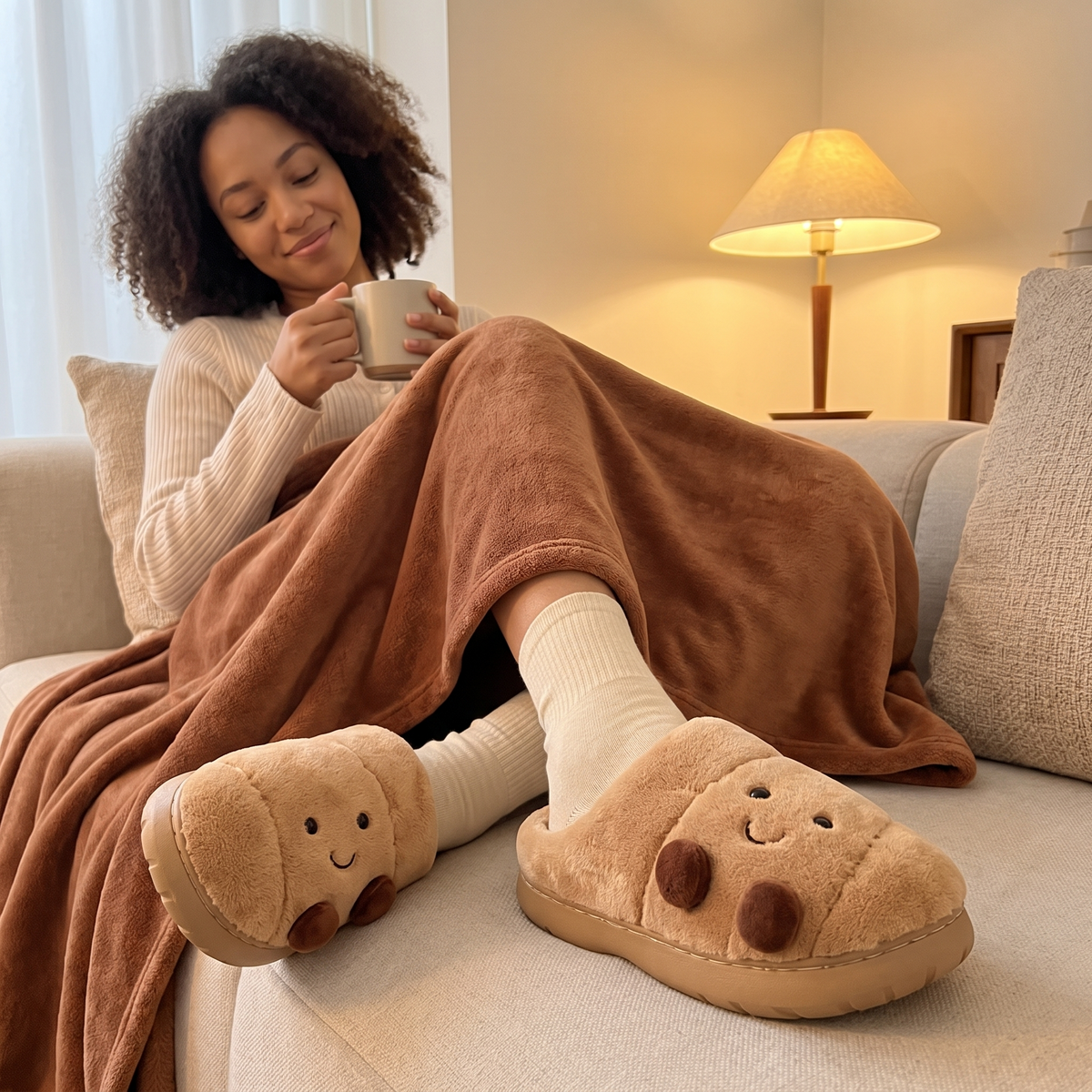 Pantuflas con Diseño de Croissant
